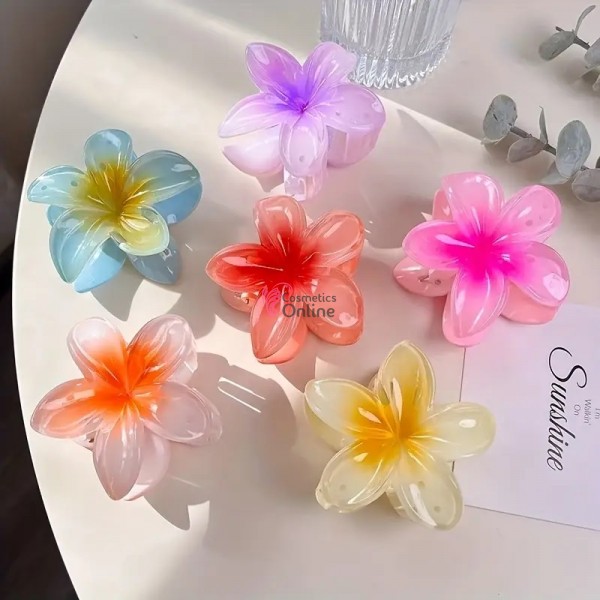 Clame pentru prins parul tip cleste CLM025FF, set 6 bucati Flori mari in stil Hawaiane